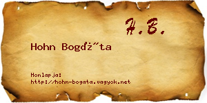 Hohn Bogáta névjegykártya